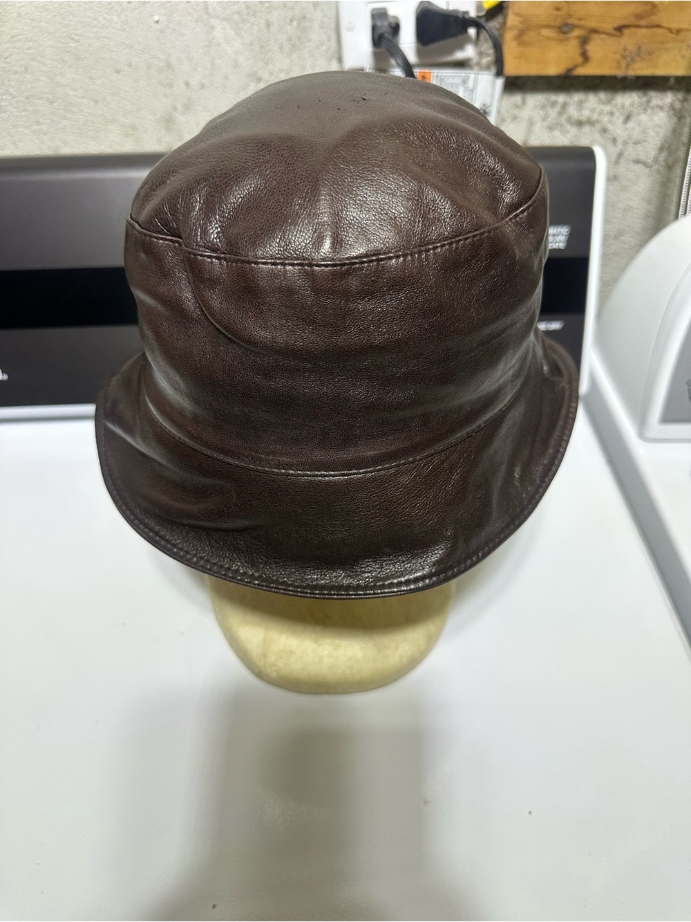 Classic Brown Leather Bucket Hat